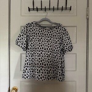 Short-sleeved Leopard Print Sweater